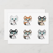 achtergrond voor siberische husky - cartoon briefkaart (Voorkant / Achterkant)