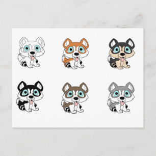 achtergrond voor siberische husky - cartoon briefkaart
