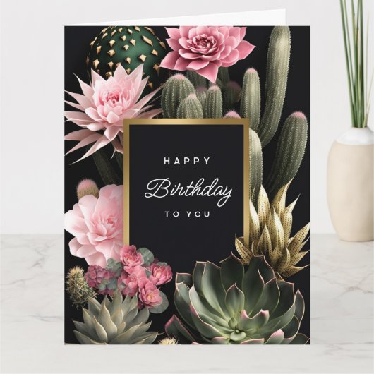 Achtergrond voor Succulent en bloemen Kaart (Voorkant)