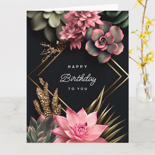 Achtergrond voor Succulent en bloemen Kaart (Gele Bloem)