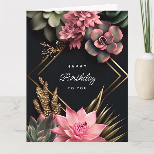 Achtergrond voor Succulent en bloemen Kaart (Voorkant)