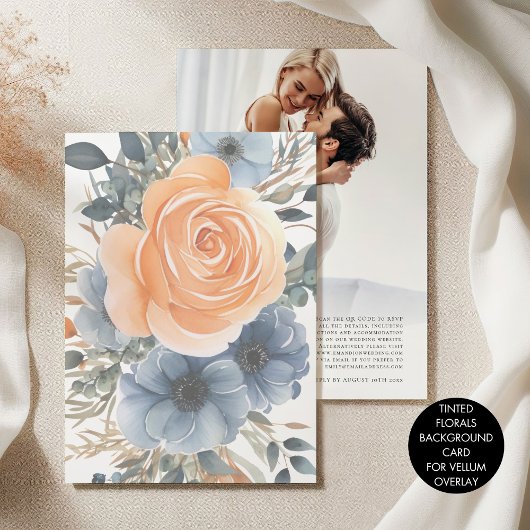 Achtergrond voor Vellum Tinted Florals Wedding Kaart