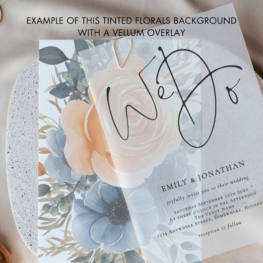 Achtergrond voor Vellum Tinted Florals Wedding Kaart