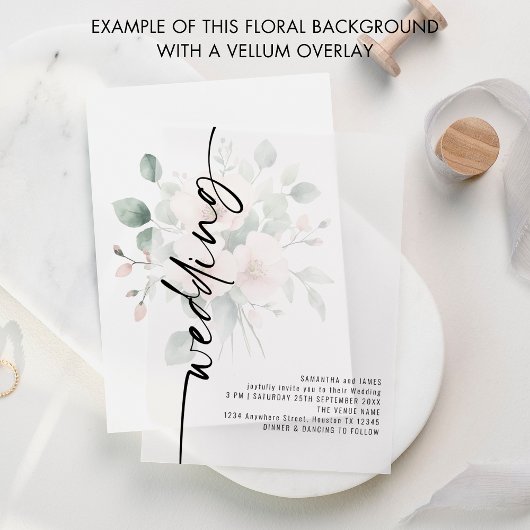 Achtergrond voor Vellum Tinted Pink Florals Weddin Kaart