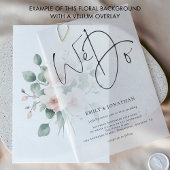 Achtergrond voor Vellum Tinted Pink Florals Weddin Kaart