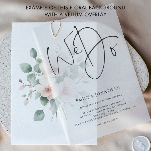 Achtergrond voor Vellum Tinted Pink Florals Weddin Kaart