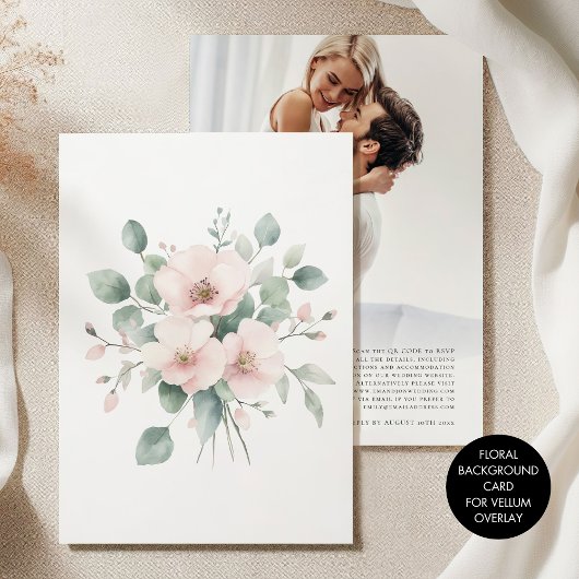 Achtergrond voor Vellum Tinted Pink Florals Weddin Kaart