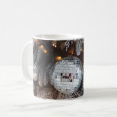 Achtergrond voor versieringen met kerstlicht koffiemok (Voorkant links)