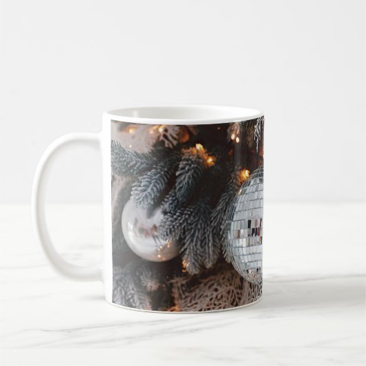 Achtergrond voor versieringen met kerstlicht koffiemok (Links)