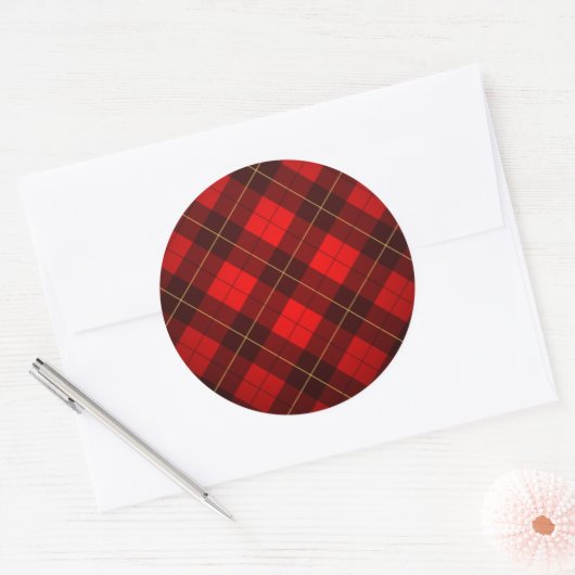 Achtergrond Wallace tartan Ronde Sticker (Envelop)