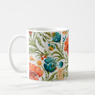 Achtergrond waterverf bloemmotief. Handbeschilderd Koffiemok