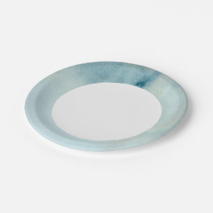 Achtergrond waterverf in pastelblauw en geel papieren bordje