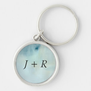 Achtergrond waterverf in pastelblauw en geel sleutelhanger