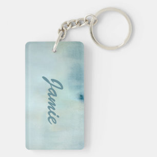 Achtergrond waterverf in pastelblauw en geel sleutelhanger