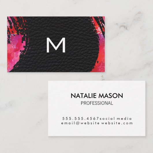 Achtergrond Waterverf monogram Visitekaartje (Voorkant / Achterkant)