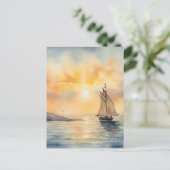 Achtergrond waterverf Seascape Briefkaart (Staand voorkant)