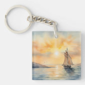 Achtergrond waterverf Seascape Sleutelhanger (Voorkant)