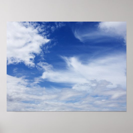 Achtergrond witte blauwe hemel wolken - Gepersonal Poster (Voorkant)