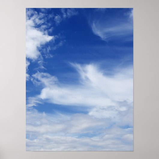 Achtergrond witte blauwe hemel wolken - Gepersonal Poster (Voorkant)