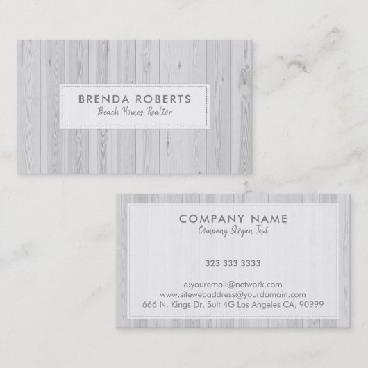Achtergrond witte gebleekte houten planken visitekaartje (Voorkant / Achterkant)