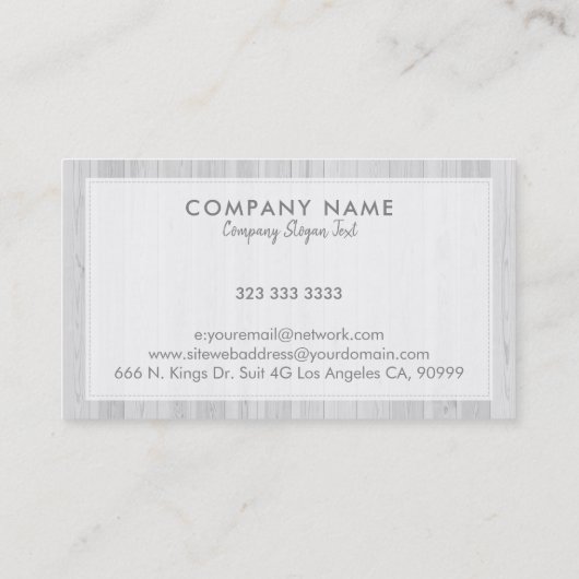 Achtergrond witte gebleekte houten planken visitekaartje (Achterkant)