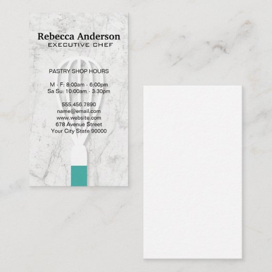 Achtergrond witte marmer | Chef Visitekaartje (Voorkant / Achterkant)