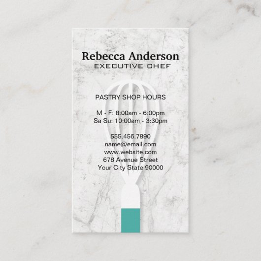 Achtergrond witte marmer | Chef Visitekaartje (Voorkant)