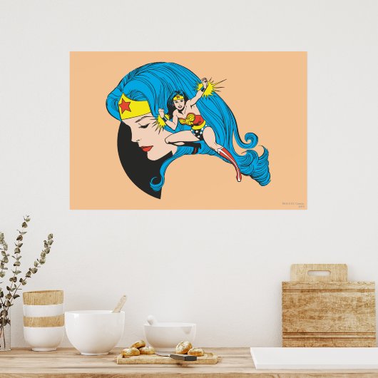 Achtergrond Wonder-vrouwenprofiel Poster (Keuken)