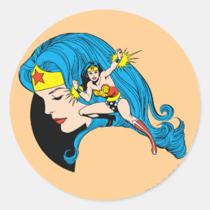 Achtergrond Wonder-vrouwenprofiel Ronde Sticker