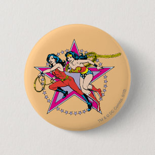 Achtergrond Wonder Woman Star Ronde Button 5,7 Cm