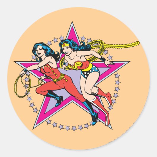 Achtergrond Wonder Woman Star Ronde Sticker (Voorkant)