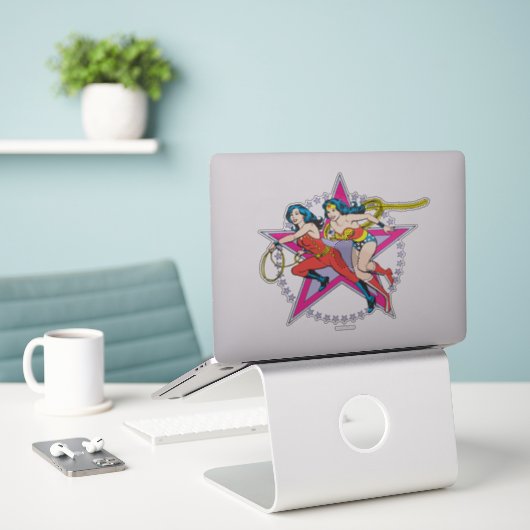 Achtergrond Wonder Woman Star Sticker (Laptop op bureau)