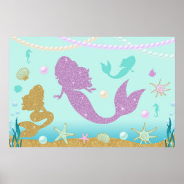 Achtergrond Zeemeermin-Poster van Mermaid Party Poster
