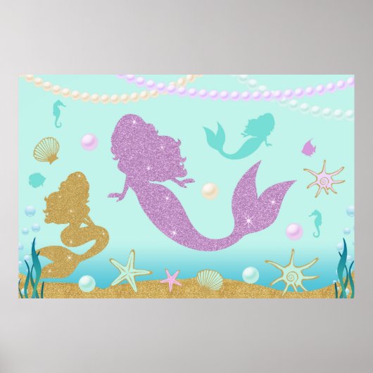 Achtergrond Zeemeermin-Poster van Mermaid Party Poster (Voorkant)
