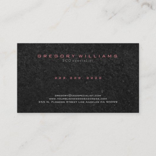 Achtergrond zwart stone afdrukstructuur visitekaartje (Voorkant)