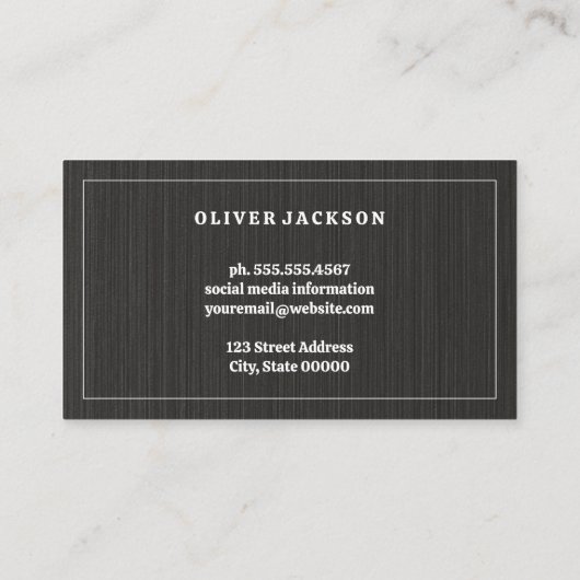 Achtergrond zwart textiel | Witte grens Visitekaartje (Achterkant)