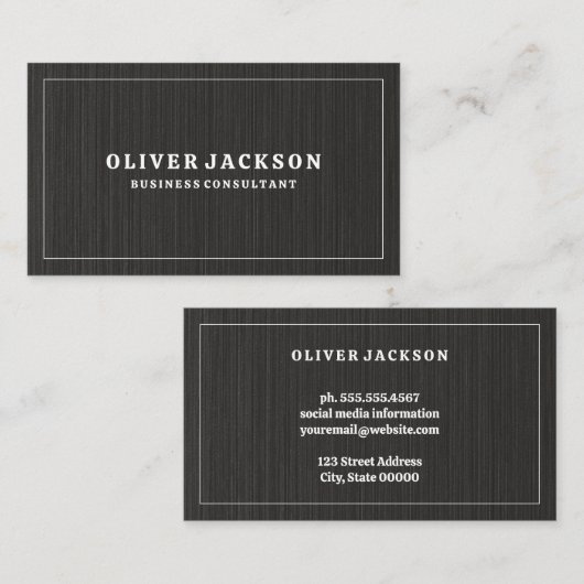 Achtergrond zwart textiel | Witte grens Visitekaartje (Voorkant / Achterkant)