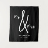 Achtergrond zwart-wit bruiloft Mr. & Mrs Custom Wandkleed (Voorkant)