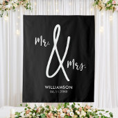 Achtergrond zwart-wit bruiloft Mr. & Mrs Custom Wandkleed