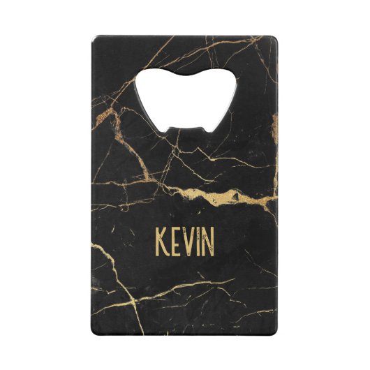 Achtergrond zwart-wit en goudfaux creditkaart flessenopener (Achterkant)