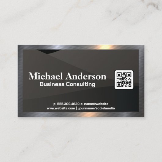 Achtergrond zwarte golven | QR-code Visitekaartje (Voorkant)