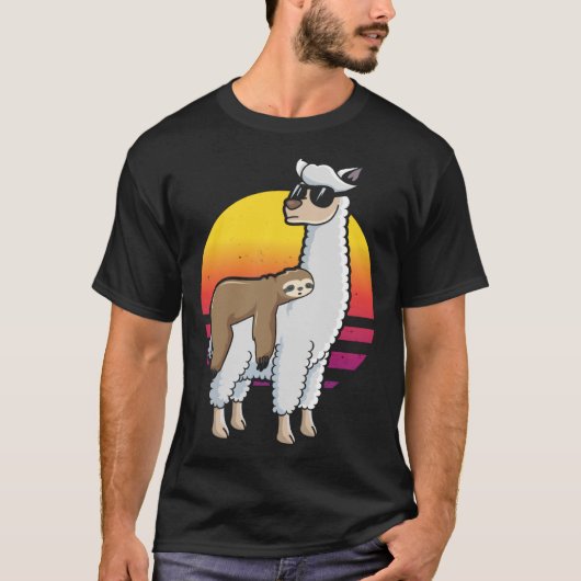 Achtergrondafdruk luiaard op Llama T-shirt (Voorkant)