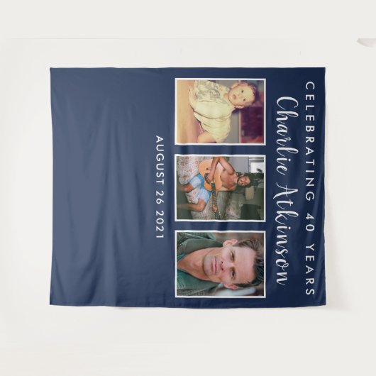 Achtergrondbanner met fotocollage voor 40e verjaar wandkleed (Voorkant (horizontaal))