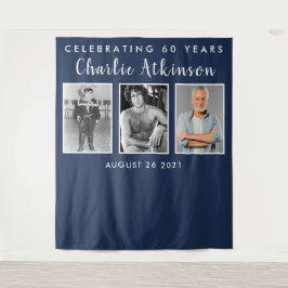 Achtergrondbanner voor 60e verjaardag met fotocoll wandkleed