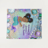 Achtergrondbanner voor Afro Meermin Baby Shower Wandkleed (Voorkant (horizontaal))