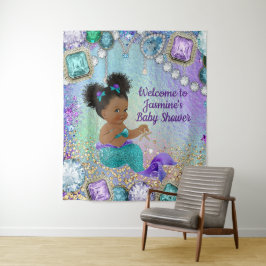 Achtergrondbanner voor Afro Meermin Baby Shower Wandkleed