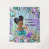 Achtergrondbanner voor Afro Meermin Baby Shower Wandkleed (Voorkant)