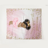 Achtergrondbanner voor Afro-prinses baby shower Wandkleed (Voorkant (horizontaal))