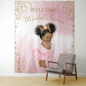 Achtergrondbanner voor Afro-prinses baby shower Wandkleed (In situ)