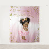 Achtergrondbanner voor Afro-prinses baby shower Wandkleed (Voorkant)